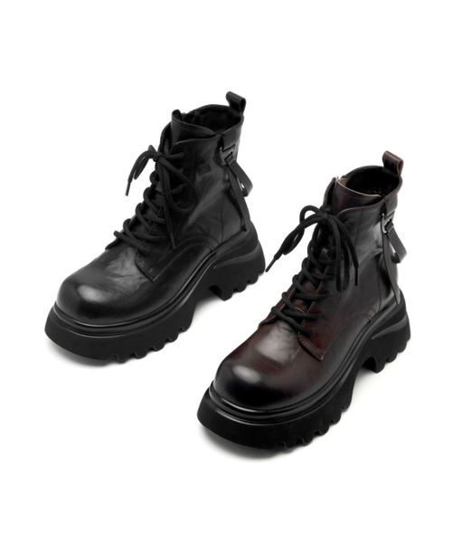 APIED MARCHE(アピエド マルシェ)の「Ligne Walker Boots 牛革ワーカーブーツ -PM3022 (2色)(ブーツ・レディース・ブラック/ダークブラウン・23cm/23.5cm/24.5cm/24cm/25cm)」の6枚目の写真