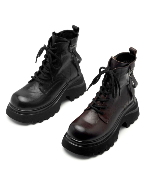 APIED MARCHE(アピエド マルシェ)の「Ligne Walker Boots 牛革ワーカーブーツ -PM3022 (2色)(ブーツ・レディース・ブラック/ダークブラウン・23cm/23.5cm/24.5cm/24cm/25cm)」の10枚目の写真