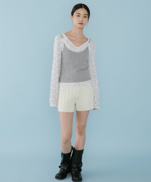 duei(デュイ)の「小花柄切替ロングスリーブトップス(Tシャツ/カットソー・レディース・ネイビー/ホワイト・FREE)」の9枚目の写真