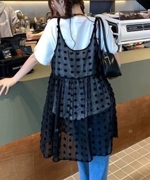 花柄ジャガードチュールキャミソールオーバーチュニック