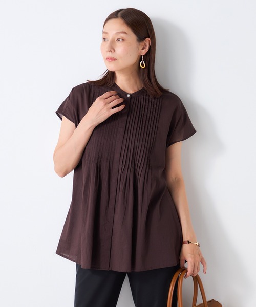 GALLORIA(ギャローリア)の「インド綿ピンタックフレンチシャツ(シャツ/ブラウス・レディース・ホワイト/グリーン/ブラウン・LL/L/S/M)」の3枚目の写真