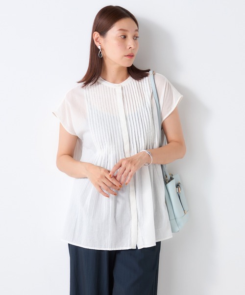 GALLORIA(ギャローリア)の「インド綿ピンタックフレンチシャツ(シャツ/ブラウス・レディース・ホワイト/グリーン/ブラウン・LL/L/S/M)」の2枚目の写真