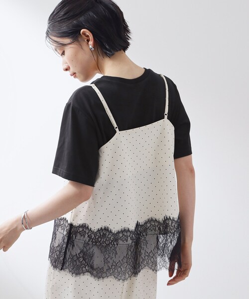 THE SHOP TK (ザ ショップ ティーケー )の「【セットアップ可】ドット柄 レース切替キャミソール(タンクトップ・レディース・ブラック系/アイボリー系・13/12)」の12枚目の写真