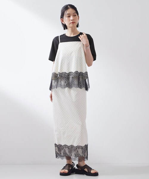 THE SHOP TK (ザ ショップ ティーケー )の「【セットアップ可】ドット柄 レース切替キャミソール(タンクトップ・レディース・ブラック系/アイボリー系・13/12)」の14枚目の写真