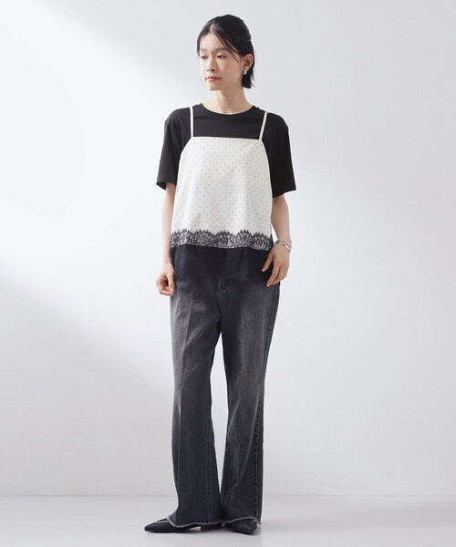 THE SHOP TK (ザ ショップ ティーケー )の「【セットアップ可】ドット柄 レース切替キャミソール(タンクトップ・レディース・ブラック系/アイボリー系・13/12)」の15枚目の写真