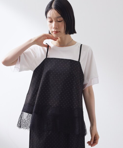THE SHOP TK (ザ ショップ ティーケー )の「【セットアップ可】ドット柄 レース切替キャミソール(タンクトップ・レディース・ブラック系/アイボリー系・13/12)」の17枚目の写真