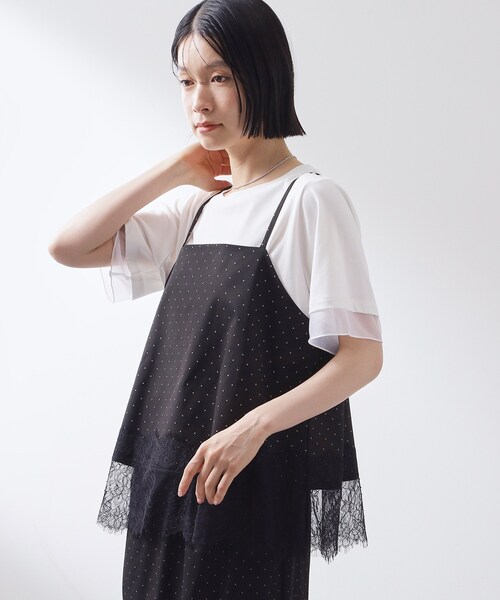 THE SHOP TK (ザ ショップ ティーケー )の「【セットアップ可】ドット柄 レース切替キャミソール(タンクトップ・レディース・ブラック系/アイボリー系・13/12)」の18枚目の写真