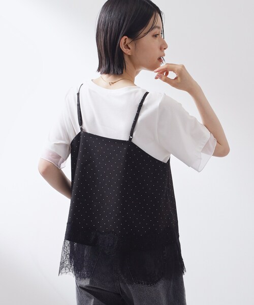 THE SHOP TK (ザ ショップ ティーケー )の「【セットアップ可】ドット柄 レース切替キャミソール(タンクトップ・レディース・ブラック系/アイボリー系・13/12)」の20枚目の写真