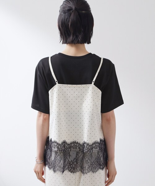 THE SHOP TK (ザ ショップ ティーケー )の「【セットアップ可】ドット柄 レース切替キャミソール(タンクトップ・レディース・ブラック系/アイボリー系・13/12)」の5枚目の写真