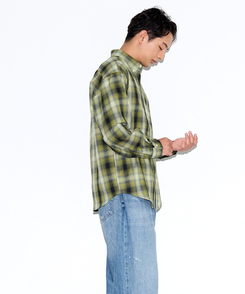 coca（coca）（コカ）の「リユースポリエステルチェック長袖シャツ（シャツ/ブラウス・メンズ・グリーン/ブラック/ベージュ/ネイビー・L/M/XL）」の11枚目の写真