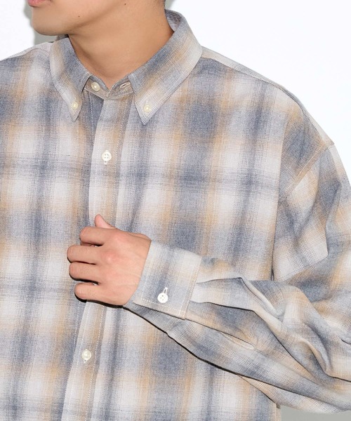 coca（coca）（コカ）の「リユースポリエステルチェック長袖シャツ（シャツ/ブラウス・メンズ・グリーン/ブラック/ベージュ/ネイビー・L/M/XL）」の17枚目の写真