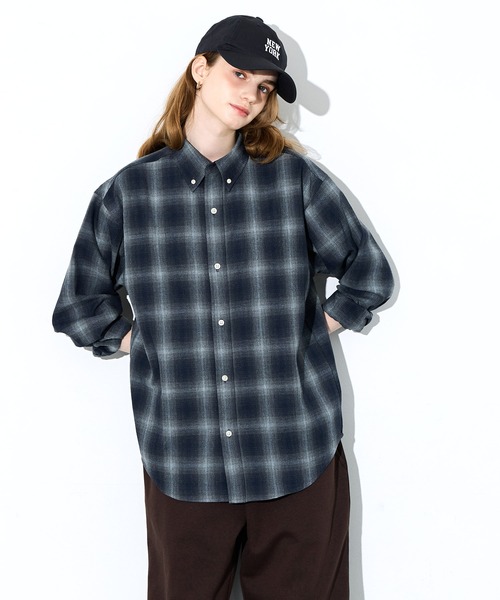 coca（coca）（コカ）の「リユースポリエステルチェック長袖シャツ（シャツ/ブラウス・メンズ・グリーン/ブラック/ベージュ/ネイビー・L/M/XL）」の18枚目の写真