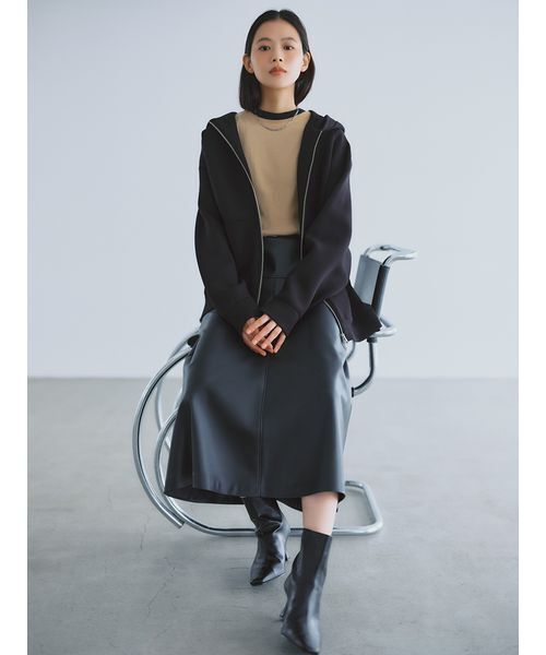 Mila Owen(ミラオーウェン)の「強撚シアーフライスちびTシャツ(Tシャツ/カットソー・レディース・グレー/ブラック/ベージュ/ホワイト・F)」の20枚目の写真