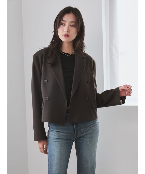 Mila Owen(ミラオーウェン)の「強撚シアーフライスちびTシャツ(Tシャツ/カットソー・レディース・グレー/ブラック/ベージュ/ホワイト・F)」の22枚目の写真