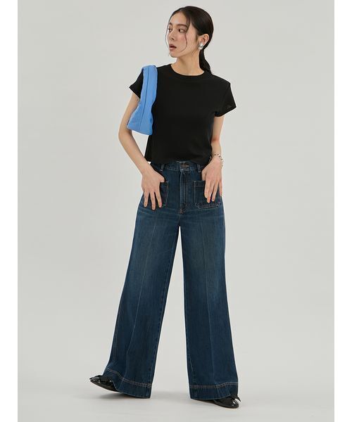 Mila Owen(ミラオーウェン)の「強撚シアーフライスちびTシャツ(Tシャツ/カットソー・レディース・グレー/ブラック/ベージュ/ホワイト・F)」の14枚目の写真