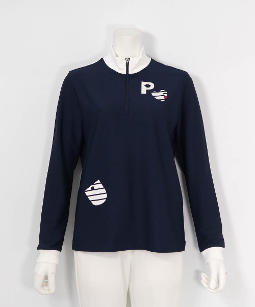 Picone CLUB(ピッコーネクラブ)の「配色ハーフジッププルオーバー(その他トップス・レディース・グリーン/ネイビー/ホワイト・13号/11号/9号)」の1枚目の写真
