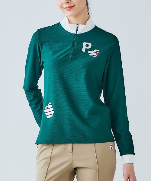 Picone CLUB(ピッコーネクラブ)の「配色ハーフジッププルオーバー(その他トップス・レディース・グリーン/ネイビー/ホワイト・13号/11号/9号)」の3枚目の写真