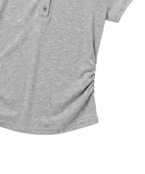 THE GREEN LAB（ザグリーンラボ）の「サイドシャーリングカラー半袖Tシャツ[メランジグレー]（ポロシャツ・レディース・その他・FREE）」の17枚目の写真