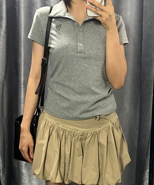 THE GREEN LAB（ザグリーンラボ）の「サイドシャーリングカラー半袖Tシャツ[メランジグレー]（ポロシャツ・レディース・その他・FREE）」の22枚目の写真