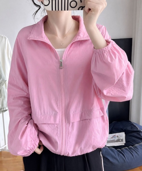 Miniministore(ミニミニストア)の「シアーパーカー羽織りジップアップブルゾン(カーディガン/ボレロ・レディース・ライトブルー/ピンク/アイボリー・FREE)」の1枚目の写真