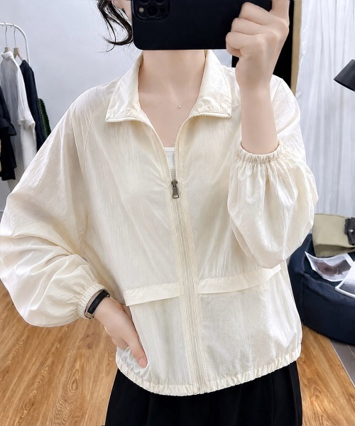 Miniministore(ミニミニストア)の「シアーパーカー羽織りジップアップブルゾン(カーディガン/ボレロ・レディース・ライトブルー/ピンク/アイボリー・FREE)」の2枚目の写真