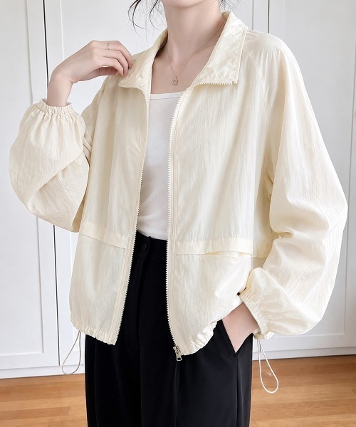 Miniministore(ミニミニストア)の「シアーパーカー羽織りジップアップブルゾン(カーディガン/ボレロ・レディース・ライトブルー/ピンク/アイボリー・FREE)」の7枚目の写真