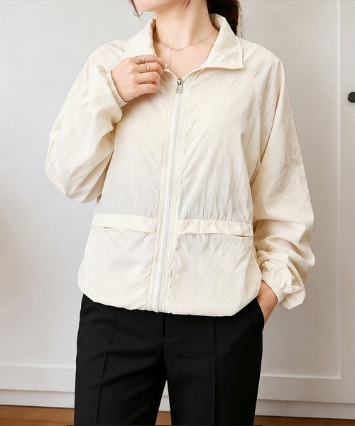 Miniministore(ミニミニストア)の「シアーパーカー羽織りジップアップブルゾン(カーディガン/ボレロ・レディース・ライトブルー/ピンク/アイボリー・FREE)」の9枚目の写真