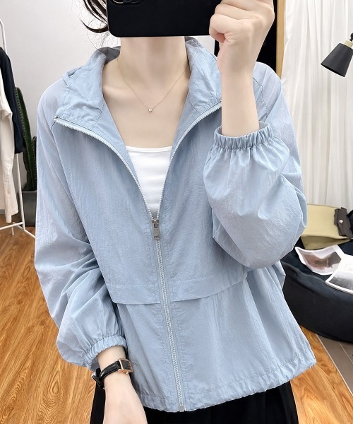 Miniministore(ミニミニストア)の「シアーパーカー羽織りジップアップブルゾン(カーディガン/ボレロ・レディース・ライトブルー/ピンク/アイボリー・FREE)」の12枚目の写真