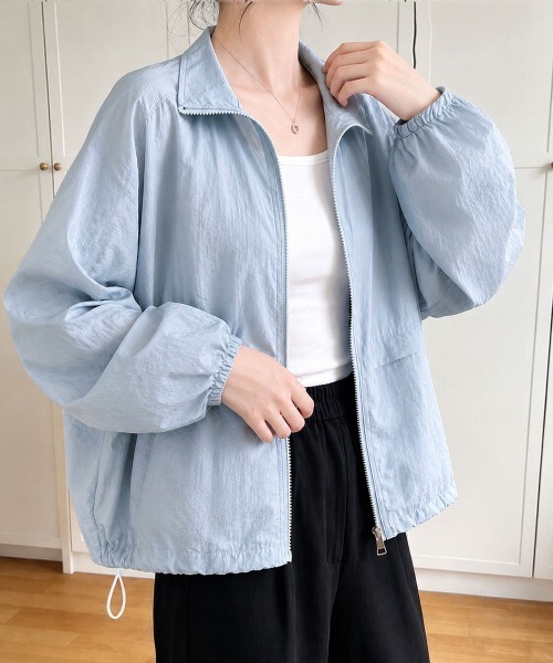 Miniministore(ミニミニストア)の「シアーパーカー羽織りジップアップブルゾン(カーディガン/ボレロ・レディース・ライトブルー/ピンク/アイボリー・FREE)」の14枚目の写真