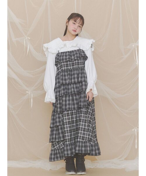 merry jenny(メリージェニー)の「イレギュラーチェックキャミワンピース(ワンピース・レディース・ボルドー/ブラック・FREE)」の2枚目の写真
