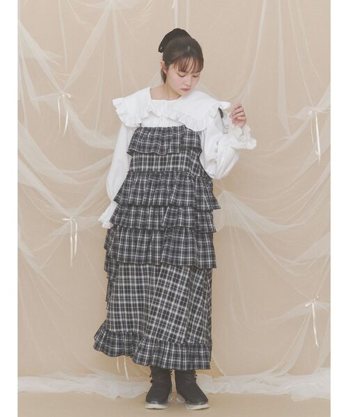 merry jenny(メリージェニー)の「イレギュラーチェックキャミワンピース(ワンピース・レディース・ボルドー/ブラック・FREE)」の9枚目の写真