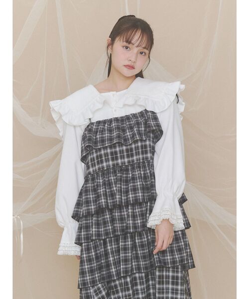 merry jenny(メリージェニー)の「イレギュラーチェックキャミワンピース(ワンピース・レディース・ボルドー/ブラック・FREE)」の10枚目の写真