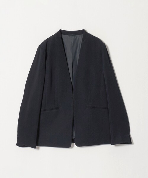 A DAY IN THE LIFE UNITED ARROWS(アデイインザライフユナイテッドアローズ)の「ダブルクロス Vネックジャケット ‐セットアップ対応・ウォッシャブル‐<A DAY IN THE LIFE>(ノーカラージャケット・レディース・ネイビー/ブラック/ダークグレー・38/40/36)」の6枚目の写真