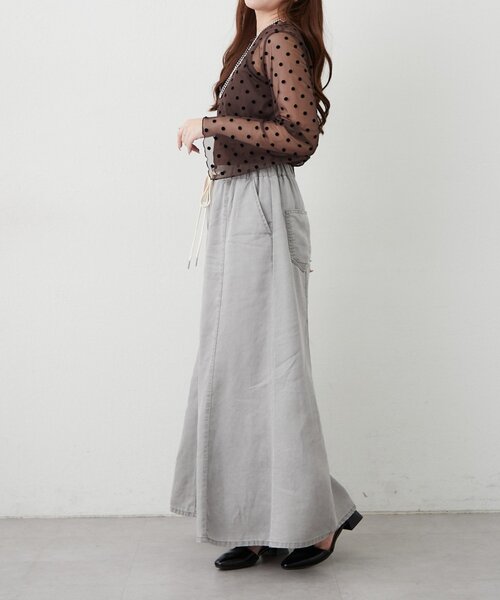 Remind me and forever(リマインドミーアンドフォーエバー)の「【2set】チュールドットプルオーバー+キャミ(Tシャツ/カットソー・レディース・アイボリー/ブラック/ブラウン・FREE)」の21枚目の写真