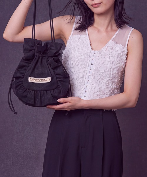 THEATRE PRODUCTS(シアタープロダクツ)の「【THEATRE PRODUCTS】メッシュフリル巾着ショルダーバッグ SPD(ショルダーバッグ・レディース・グレー/ブラック/グリーン・FREE)」の5枚目の写真