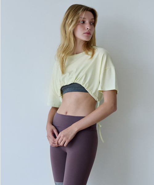 DEVIWEAR（デヴィウェア）の「LOOXP シャーリング クロップド DEVI-T0159-クリームレモン（Tシャツ/カットソー・レディース・レモンイエロー・FREE）」の2枚目の写真