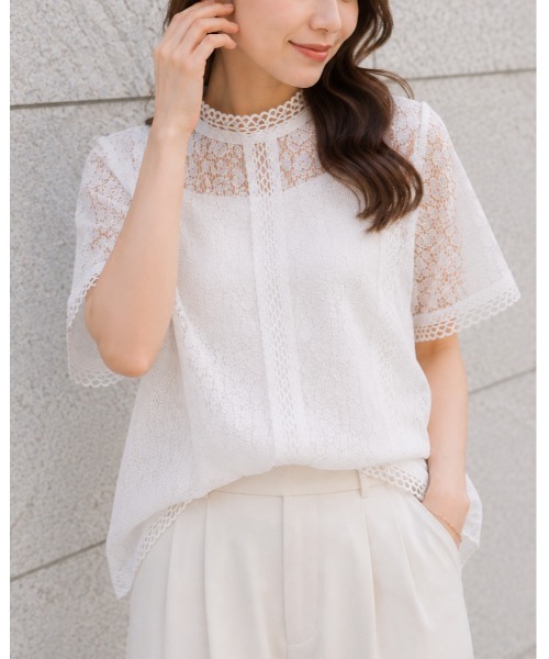 FAZVY(ファズビー)の「繊細レースで華やぐ 大人フェミニン半袖ブラウス(シャツ/ブラウス・レディース・ホワイト・FREE)」の16枚目の写真