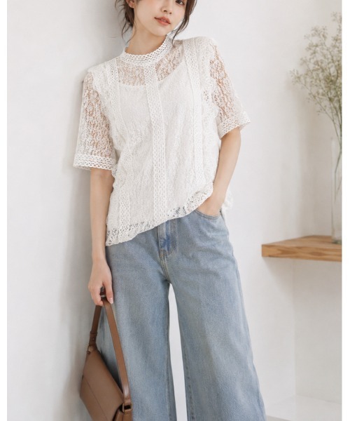 FAZVY(ファズビー)の「繊細レースで華やぐ 大人フェミニン半袖ブラウス(シャツ/ブラウス・レディース・ホワイト・FREE)」の17枚目の写真