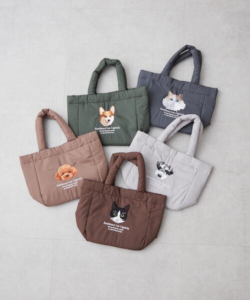 Remind me and forever(リマインドミーアンドフォーエバー)の「アニマル刺繍パフトート(トートバッグ・レディース・グレー/カーキ/ライトブラウン/ブラウン/チャコールグレー・FREE)」の3枚目の写真