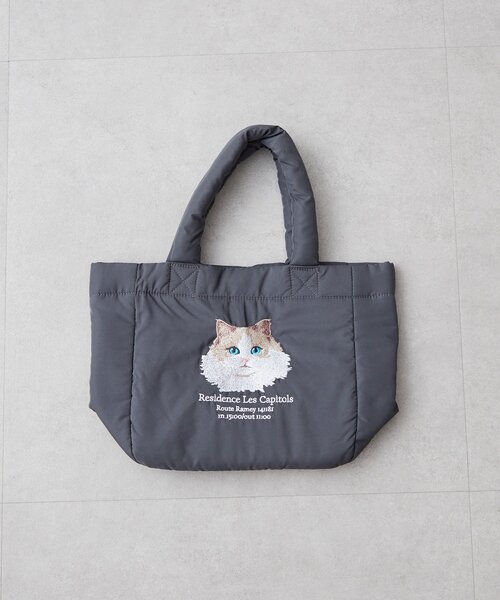 Remind me and forever(リマインドミーアンドフォーエバー)の「アニマル刺繍パフトート(トートバッグ・レディース・グレー/カーキ/ライトブラウン/ブラウン/チャコールグレー・FREE)」の2枚目の写真