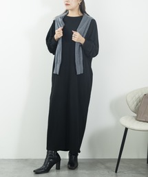 ウールニット ドルマンスリーブ風 ロングワンピ