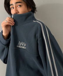 Java（ジャバ）の「《JaVaジャバコラボ》スポーティーなオシャレ着。裾ドローコード付きライン配色ハーフジップフリースプルオーバー（スウェット）」