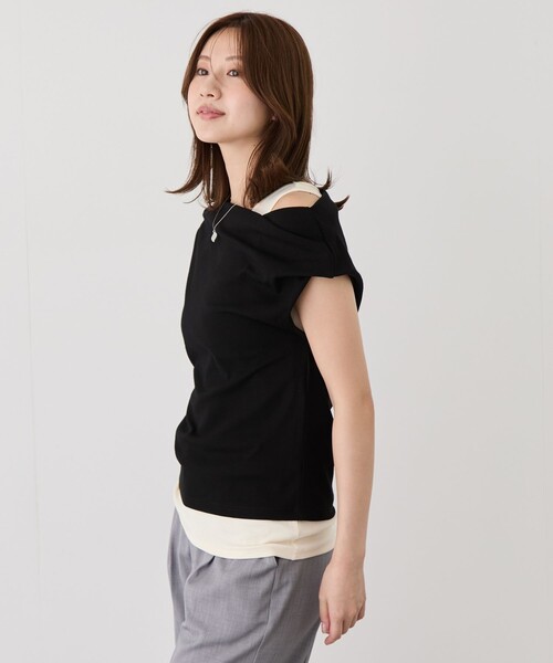 Jayro(ジャイロ)の「ドレープレイヤードトップス(Tシャツ/カットソー・レディース・ブラック系その他/ベージュ系その他2・M)」の10枚目の写真