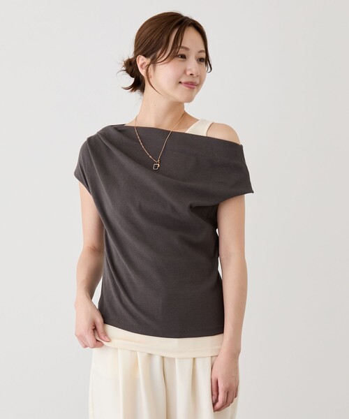 Jayro(ジャイロ)の「ドレープレイヤードトップス(Tシャツ/カットソー・レディース・ブラック系その他/ベージュ系その他2・M)」の15枚目の写真