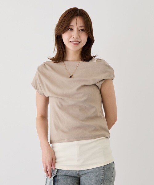 Jayro(ジャイロ)の「ドレープレイヤードトップス(Tシャツ/カットソー・レディース・ブラック系その他/ベージュ系その他2・M)」の22枚目の写真