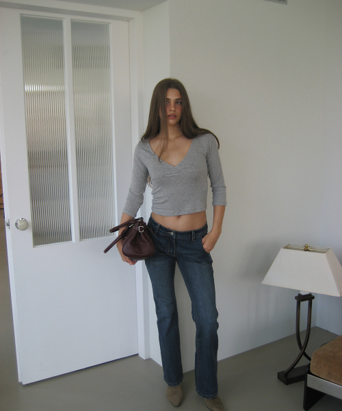 ASURA(アスラ)の「3/4 SLEEVES WRAP T (MELANGE GREY)(Tシャツ/カットソー・レディース・その他・OS)」の5枚目の写真