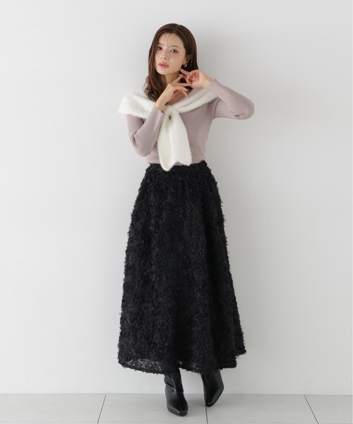PROPORTION BODY DRESSING(プロポーションボディドレッシング)の「チュール刺繍フレアスカート / 1216220008(スカート・レディース・ホワイト系その他/ブラック・P/S/MEDIUM)」の13枚目の写真