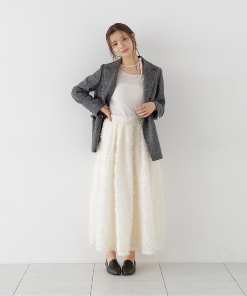 PROPORTION BODY DRESSING(プロポーションボディドレッシング)の「チュール刺繍フレアスカート / 1216220008(スカート・レディース・ホワイト系その他/ブラック・P/S/MEDIUM)」の4枚目の写真