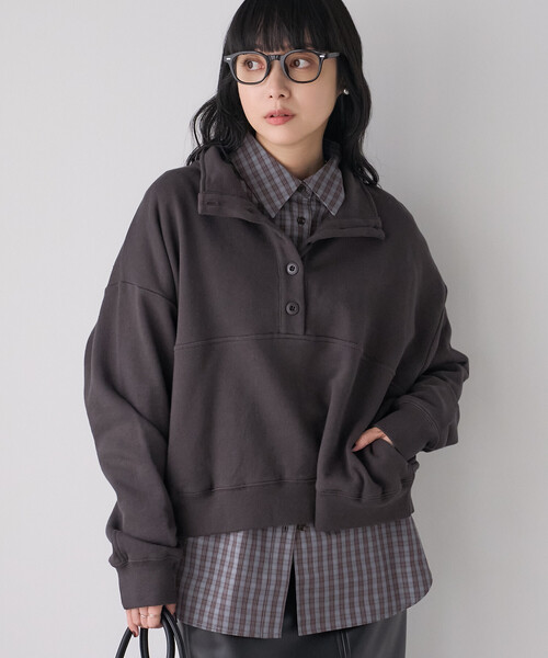 FREAK'S STORE(フリークスストア)の「ハイネックスウェット/ヘンリーネックスウェット(スウェット・レディース・チャコール/ライトグレー/ネイビー・フリ-)」の2枚目の写真
