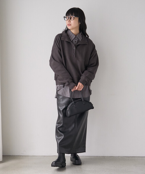 FREAK'S STORE(フリークスストア)の「ハイネックスウェット/ヘンリーネックスウェット(スウェット・レディース・チャコール/ライトグレー/ネイビー・フリ-)」の4枚目の写真